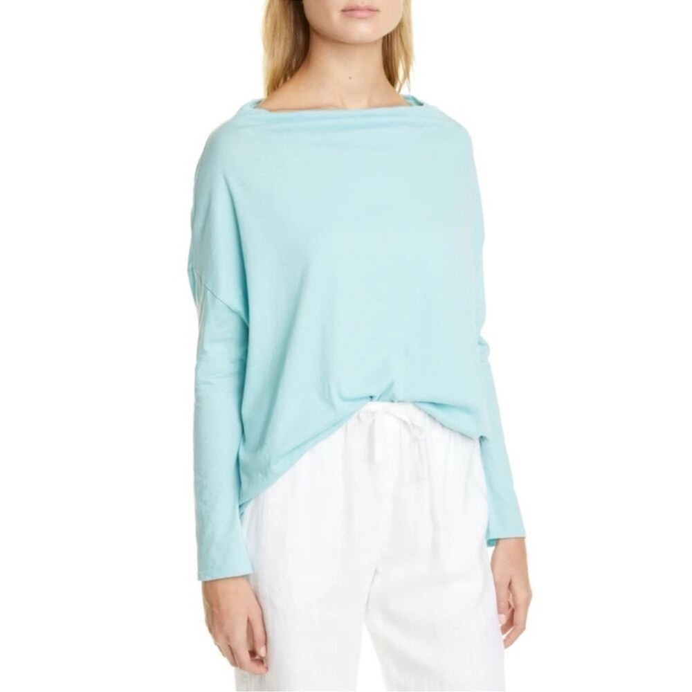Vince Mint Dropped Shoulder Pima Cotton Top